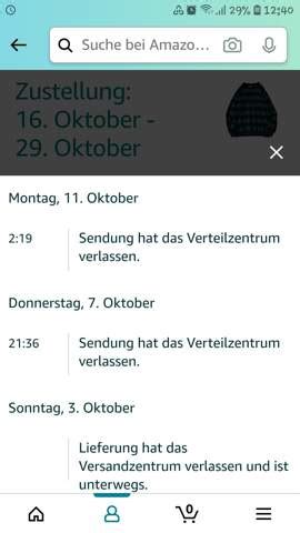 sendung hat das verteilzentrum verlassen